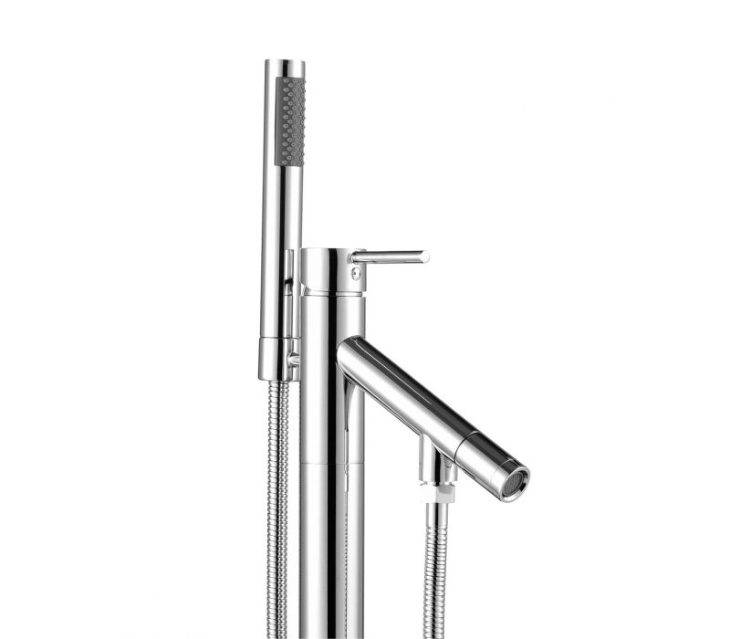 Primrose Floor Mounted Tub Filler Faucet with Hand Shower